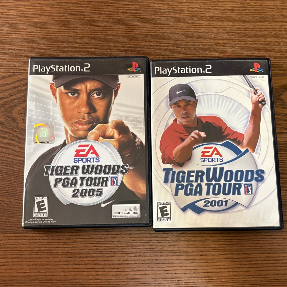 EA Sports Tiger Woods PGA‎ Tour 2001 & 2005 PS2 Game Bundle Excellent CIB Bundle